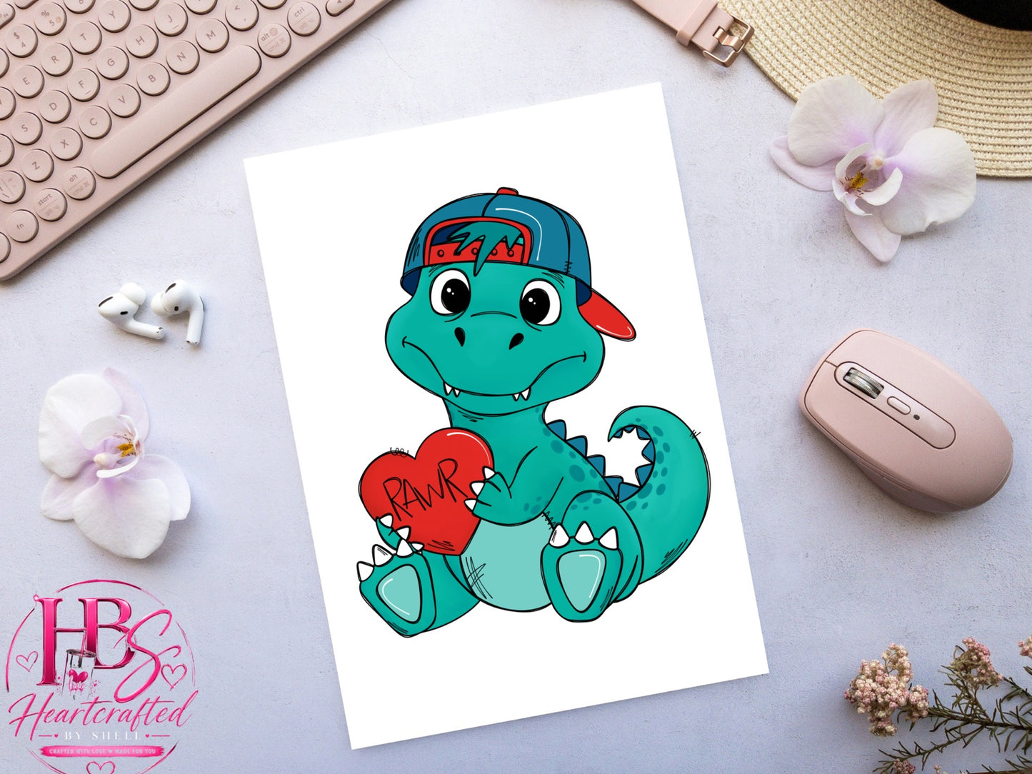 Baby Dino "Rawr" Heart Sublimation Transfer